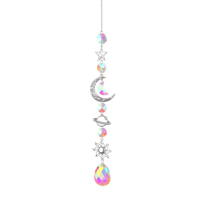 Crystal Star Hexagon Diamond Prisms Sun Catchers Hanging Rainbow Chaser for Window Curtain Pendant Wind Chimes Home Garden Decor