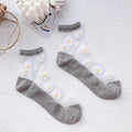 Women socks spring summer korean Japanese style daisy transparent Kawaii Cute Happy Harajuku Colourful tulle socks