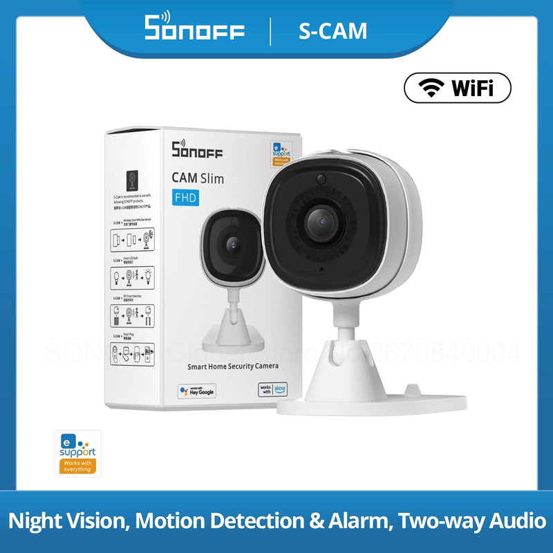 SONOFF CAM Slim WiFi Câmera de segurança inteligente 1080P HD Alarme de movimento Áudio bidirecional Linkage de cena via Alexa Google Home eWeLink APP