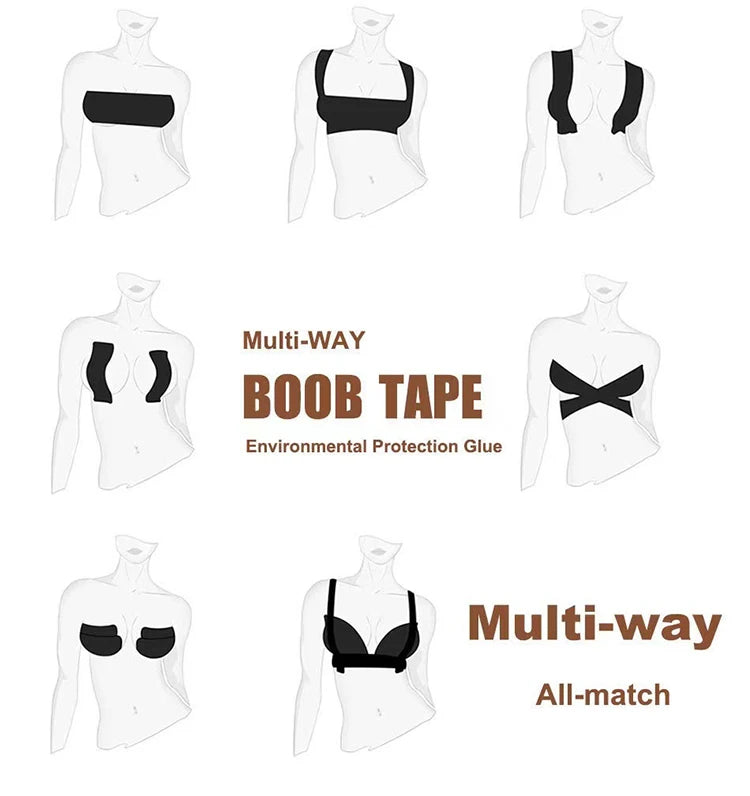 1 Set Boob Tape Bras Women Adhesive Invisible Bra Nipple Pasties Covers Breast Lift Tape Push Up Bralette Strapless Pad Sticker