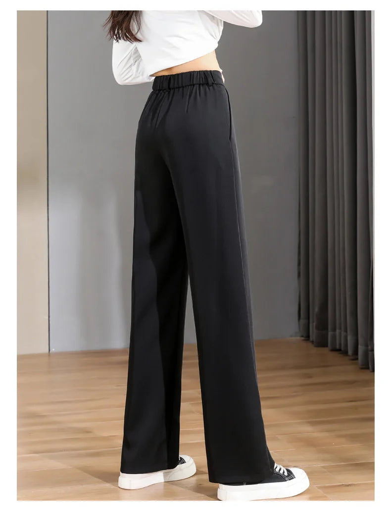 Women'S Loose Spring Summer 2024 New High Waist Wide Legs Slim Casual Trousers Korean Fashion Trend Female Suit Straight Pants