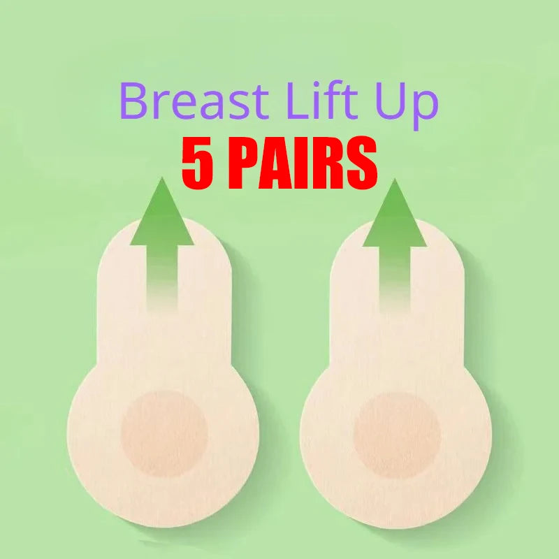 10pcs Women's Invisible Breast Lift Up Tape Overlays on Bra Nipple Stickers Chest Stickers Adhesive Nipple Covers Accessories