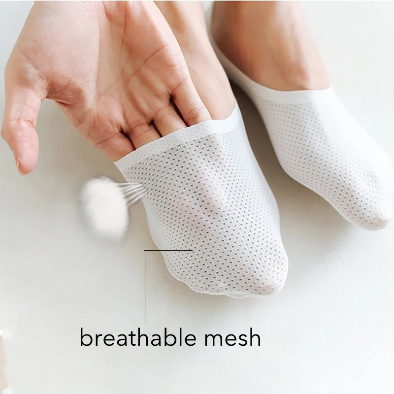 Men Socks Spring Summer Mesh Net Breathable Thin Cool Solid Color Elastic Japanese Style Colorful Non Slip Invisible Socks