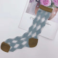 Women Socks Breathable Glass Spring Summer Fashion Cute Japanese Style Diamond Hit Color Internet Socks Ins Sexy Silk Check Grid