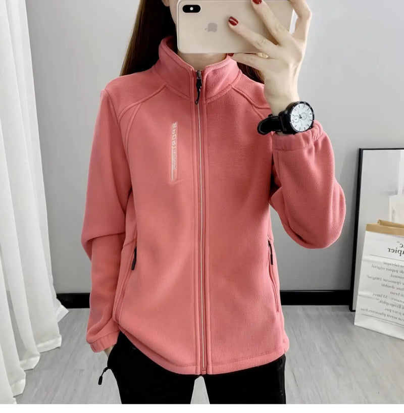 Plus Size Autumn Winter Polar Fleece Warm Coat Women Sweatshirt Outdoor Sports Casual Zipper Cardigan Jacket Top Slim Teenagers