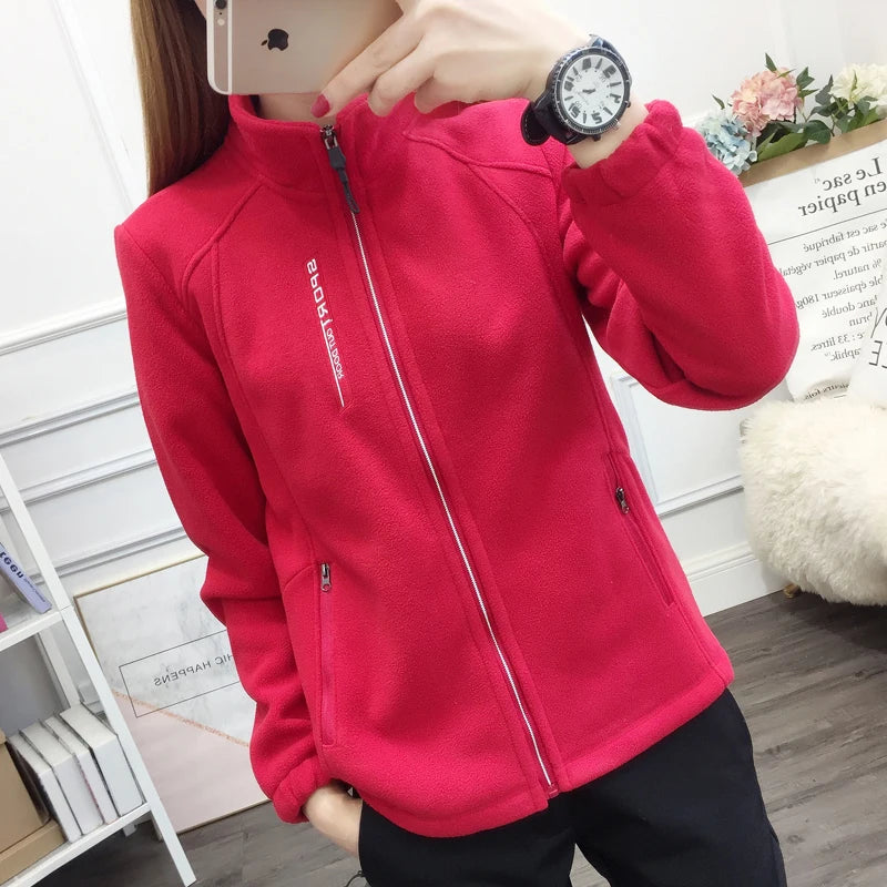 Plus Size Autumn Winter Polar Fleece Warm Coat Women Sweatshirt Outdoor Sports Casual Zipper Cardigan Jacket Top Slim Teenagers