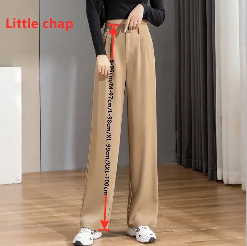 Women'S Loose Spring Summer 2024 New High Waist Wide Legs Slim Casual Trousers Korean Fashion Trend Female Suit Straight Pants