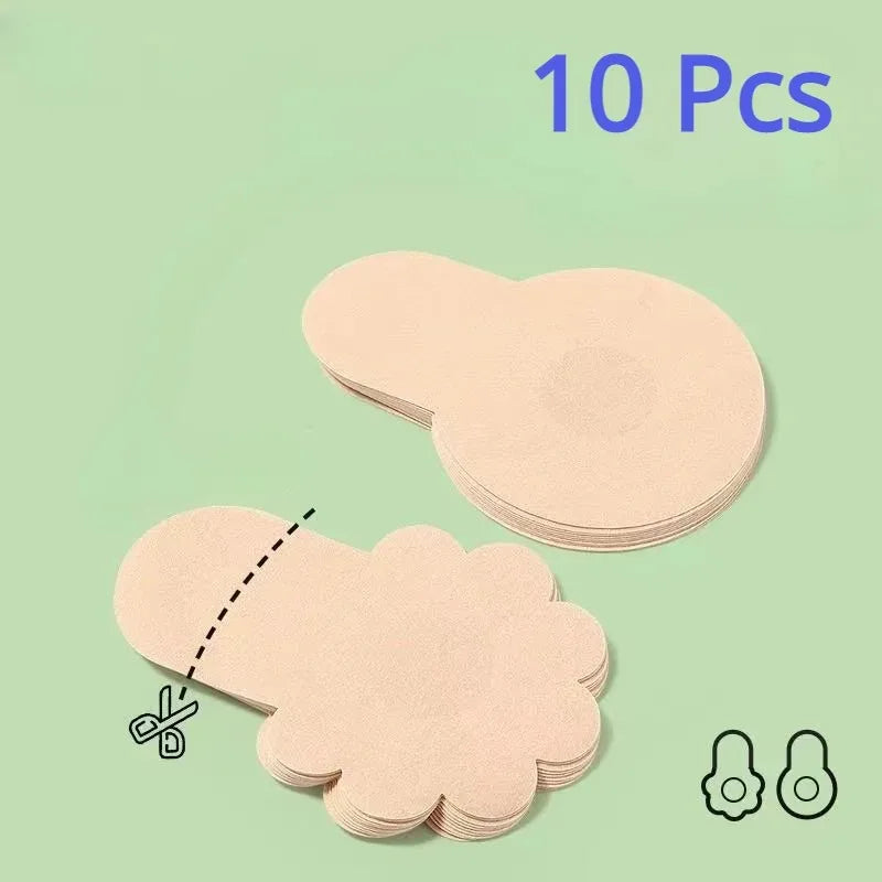 10pcs Women's Invisible Breast Lift Up Tape Overlays on Bra Nipple Stickers Chest Stickers Adhesive Nipple Covers Accessories