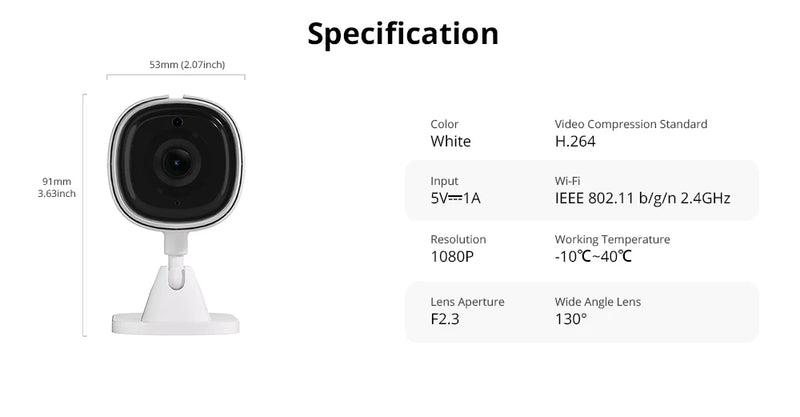 SONOFF CAM Slim WiFi Câmera de segurança inteligente 1080P HD Alarme de movimento Áudio bidirecional Linkage de cena via Alexa Google Home eWeLink APP